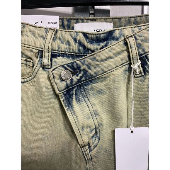 VERVET, Super High Rise Criss Cross Waistband Crop Straight Jeans, Olive new siz - Picture 4 of 11